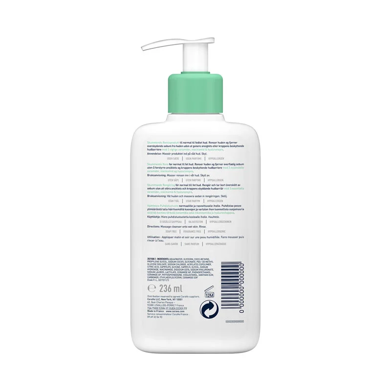 Cerave Foaming Cleanser For Normal To Oily Skin (236ml) - Image 2