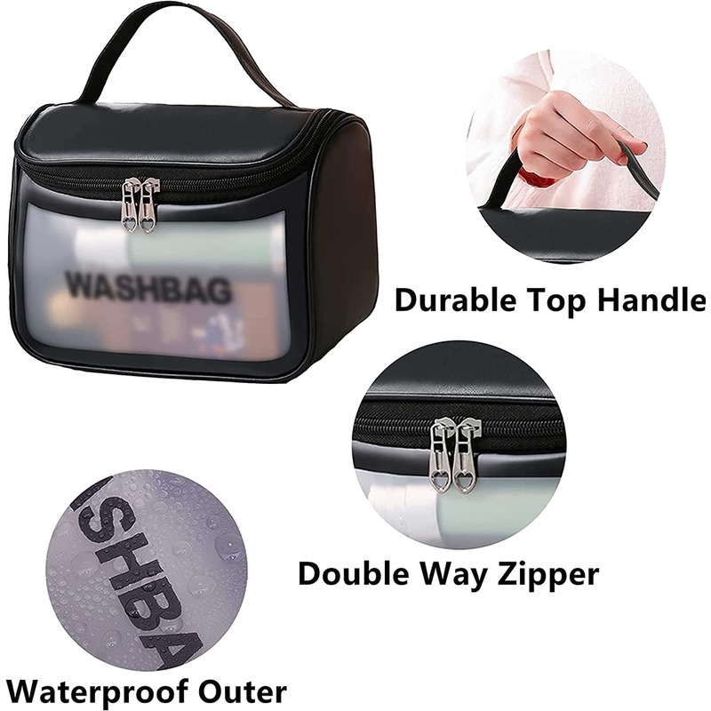 Multifunctional Transparent & Waterproof Cosmetics Bag for women 1 PC's- Wash Bag (Random Color) - Image 4
