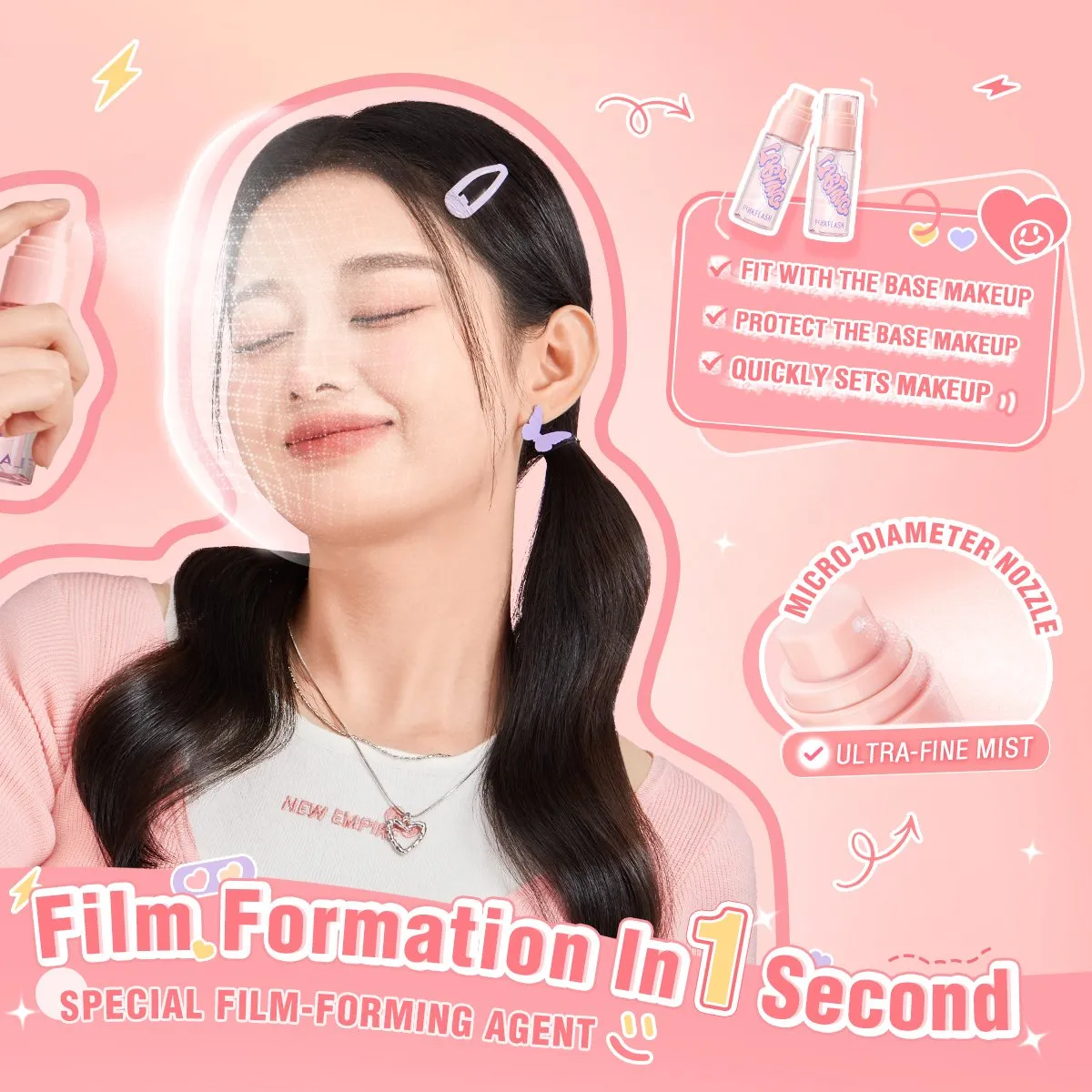 Pink Flash Double Fixing Setting Spray - 40ml - Image 2