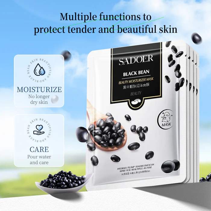 SADOER Black Bean Beauty Moisturizer Facial Sheet Mask - Image 2