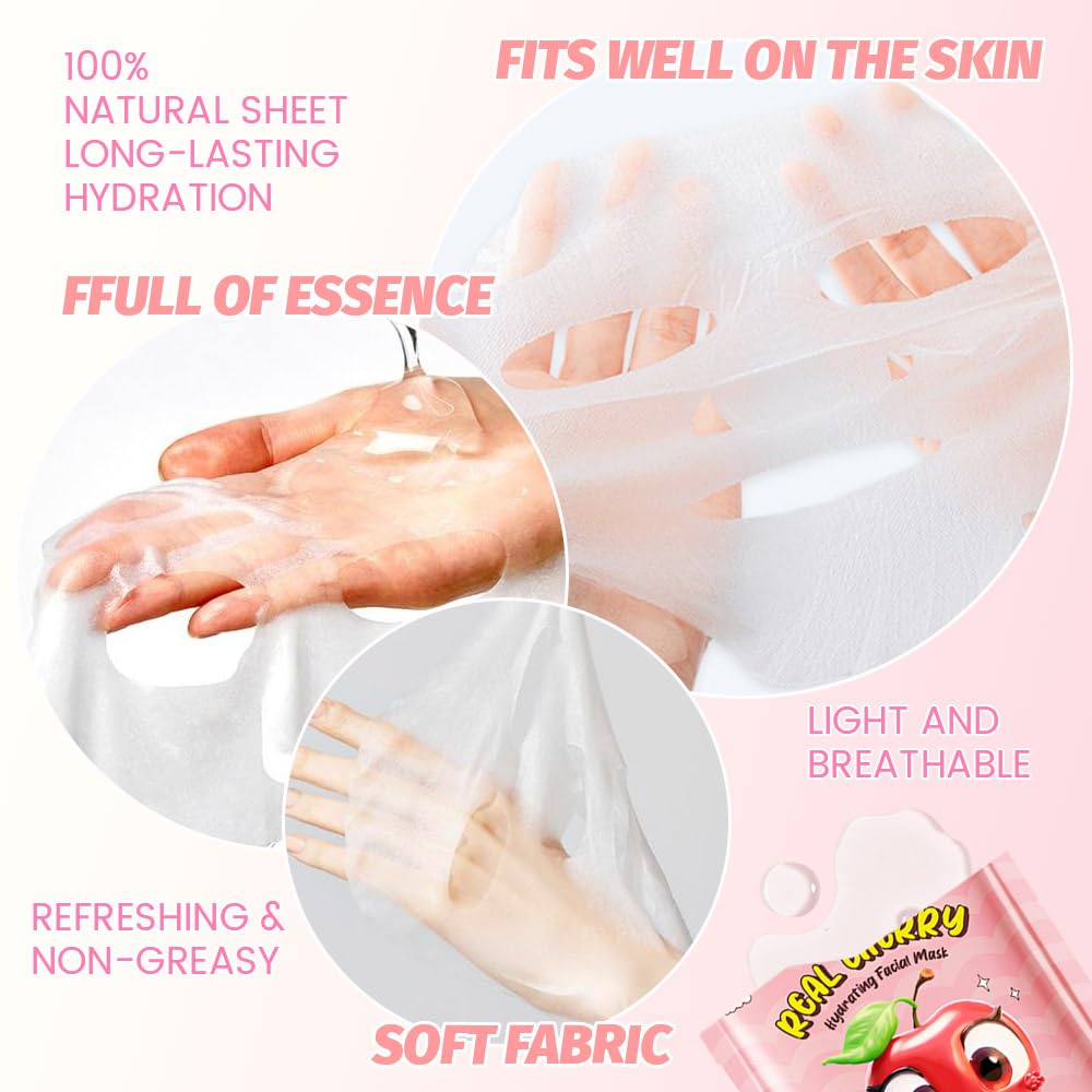 SADOER Real Cherry Hydrating Facial Sheet Mask - Image 2
