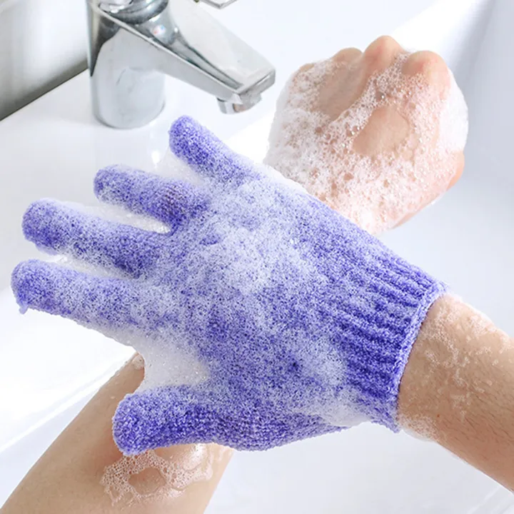 LMLTOP Double Sided Exfoliating Bath Gloves Body Scrubber - Image 2
