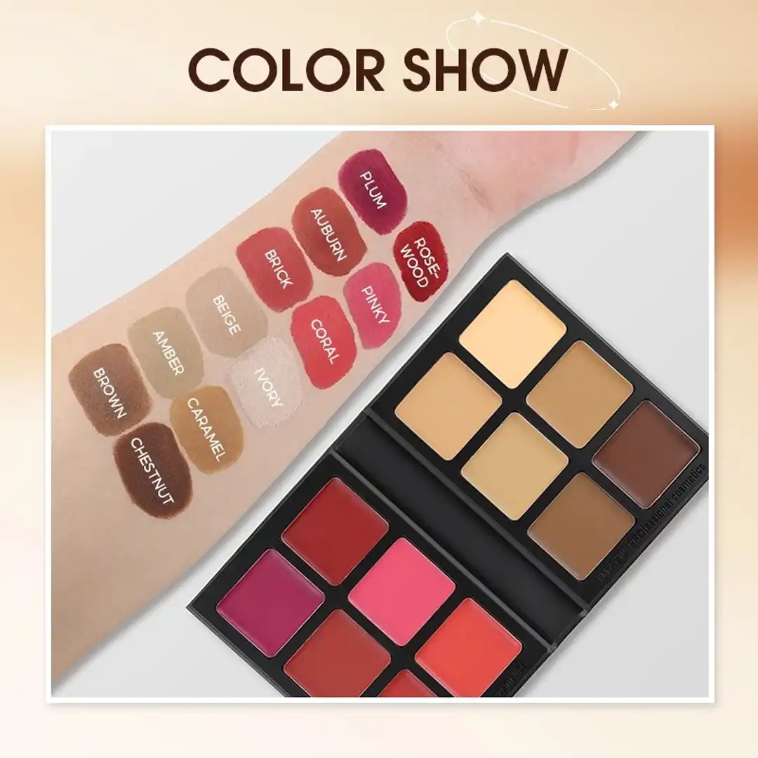 IMAGIC Professional Blush, Contour & Concealer Palette | 12 Cream Shades | Long-Lasting, Blendable & Waterproof – All Skin Types - Image 2