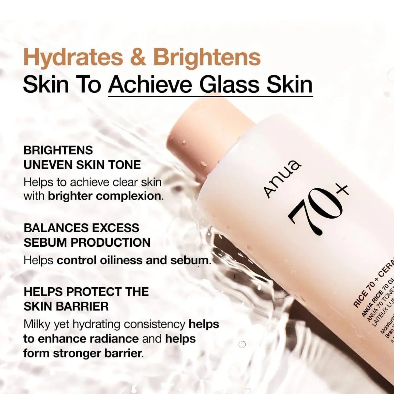 Anua Rice 70 Glow Milky Toner- 250ml - Image 2