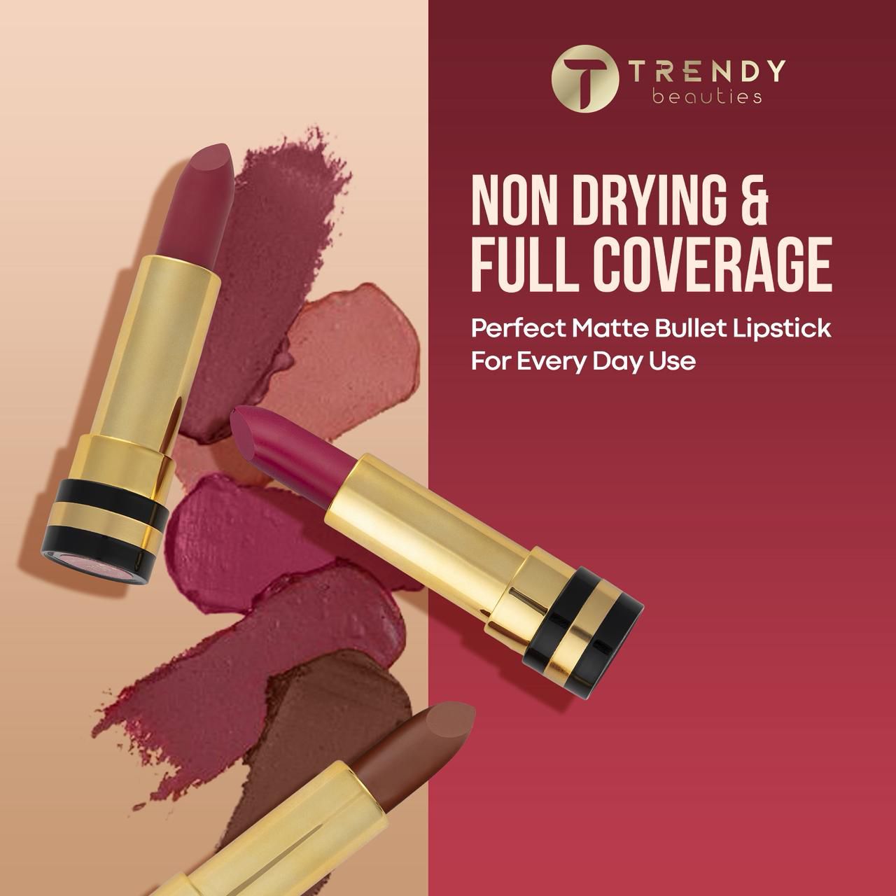 Trendy Beauties Non Drying & Full Coverage Perfect Matte Bullet Lipstick
