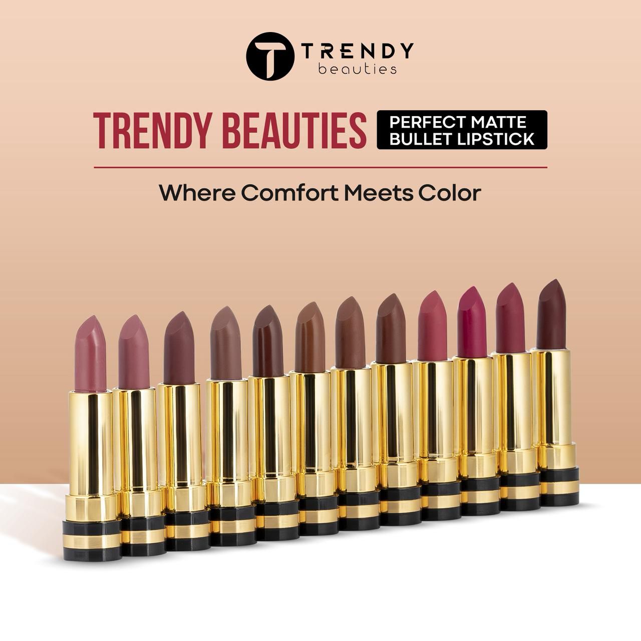 Trendy Beauties Non Drying & Full Coverage Perfect Matte Bullet Lipstick - Image 2