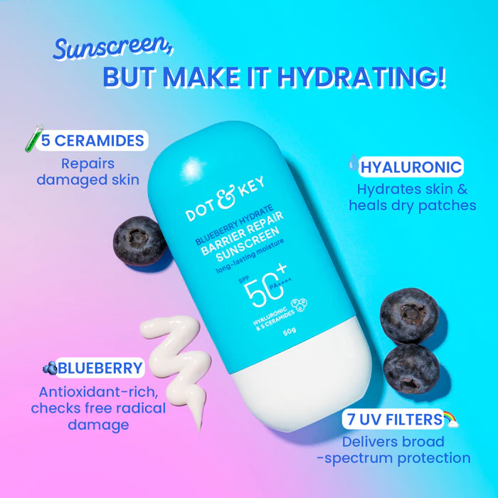 Dot & Key Blueberry Hydrate Barrier Repair Sunscreen SPF 50+ PA++++ 80gm - Image 2
