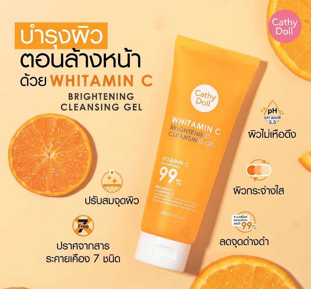 Cathy Doll Whitamin C Brightening Cleansing Gel (Vitamin C 99%) - Image 2